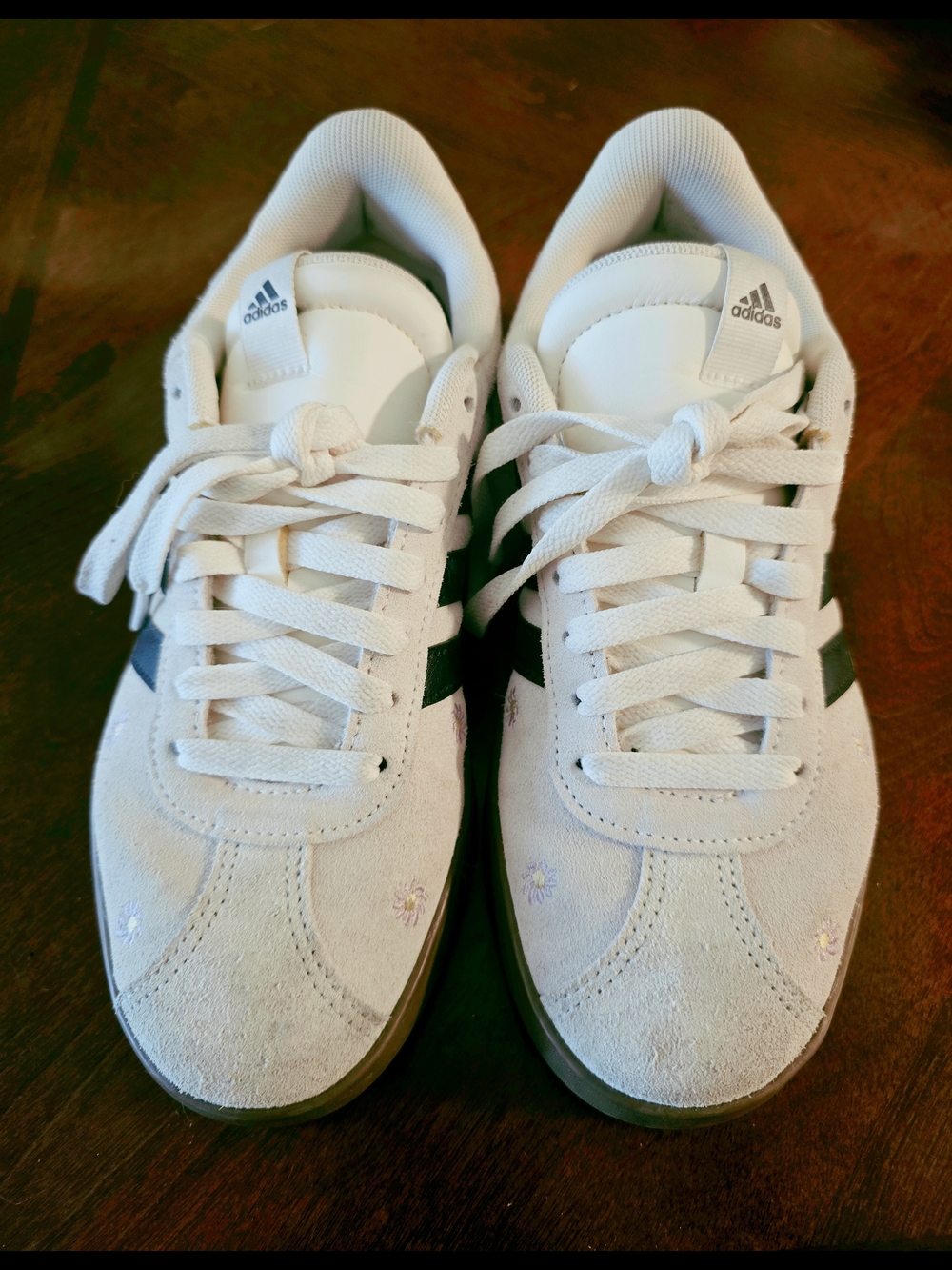 Adidas Suede Sneakers with Green Stripes - White/Cream